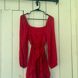 Francesca's Vibrant Red Long Sleeve Dress
